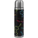 LAMXTX Chemistry Periodic Table Double Wall Water Bottle Vacuum Insulated Thermos Flask Genuine Leather Wrapped 17 Oz