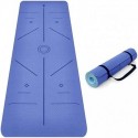Toeaoe Non Slip Yoga Mat with Alignment Lines, TPE Eco-Friendly Fitness Exercise Mat 1/4 inch High Density Anti-Tear Workout Mat with Carrying Strap for Pilates, Gym and Floor Exercises