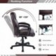 Yiziren Office Chair Spring Cushion Mid Back Executive Desk Chair with Arms PU Leather 360 Swivel Task Chair with Wheels Lumbar Support (Brown)