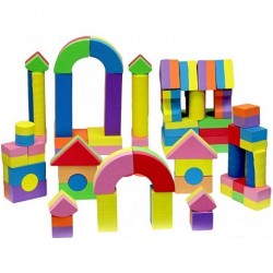 Tobyson Play Non-toxic Foam Blocks, Building Block and Stacking Block, Amazing As Bath Toys, 60 Count with Carry Tote