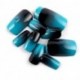 Tuvaaz 24pcs 12 Different Size Simple Gardient Blue Black Medium Length Square Full Cover False Nails with Design