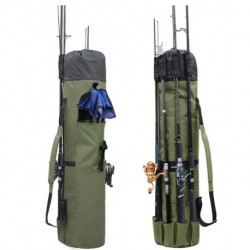 ZTUNNI Durable Canvas Fishing Rod & Reel Organizer Bag Travel Carry Case Bag- Holds 5 Poles & Tackle