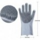 OHHANI Magic Silicone Gloves Reusable Wash Scrubber Heat Resistant Cleaning Tool Great for Household, Dishwasher, Washing The Car, Pet Hair Care and Massage a Pair Gray