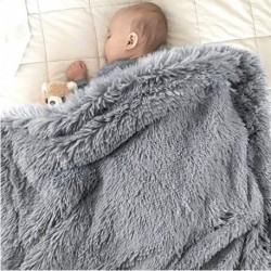 VESINI Baby Blanket Super Soft Fuzzy Faux Fur Blanket Plush Warm Receiving Blanket for Girl and Boy Cozy Blanket for Crib, Stroller, Nap, Outdoor (Grey, 30"x40")