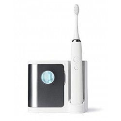 FANOBL lements Sonic Electric Toothbrush (Charcoal) with UV Sanitizing Rechargeable Charging Base, 3 Brush Heads, Automatic, Travel Ready