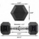 Xtarhouse Dumbbells Free Weights Dumbbells Weight Set Rubber Coated cast Iron Hex Black Dumbbell Pair