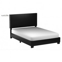 rusticlife Erin Upholstered Panel Bed in Black, Queen