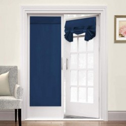 HSAOUT Door Curtains for Door Window - Thermal Insulated Blackout French Door Curtain Panels Blackout Curtain Rod Pocket, Single Panel, 26 x 68 Inches- 2 Panel, Navy