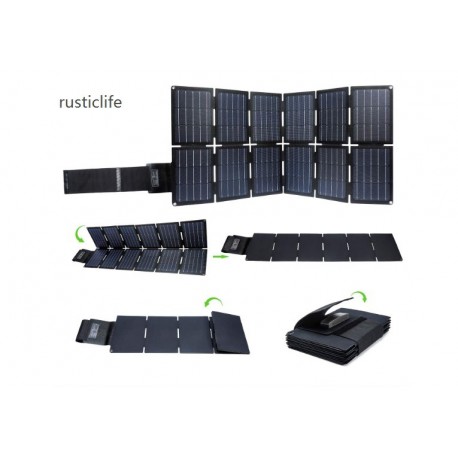 rusticlife 100W Foldable Solar Panel Charger Kit for Portable Generator Power Station Smartphones Laptop Car Boat RV Trailer 12v Battery Charging (Dual 5V USB & 19V DC Output)