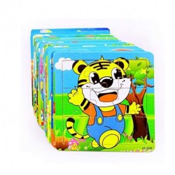 WKUKLK 9 Pieces Wooden Jigsaw Puzzles Preschool Educational Toys Set for 6 Packs Animals Series 