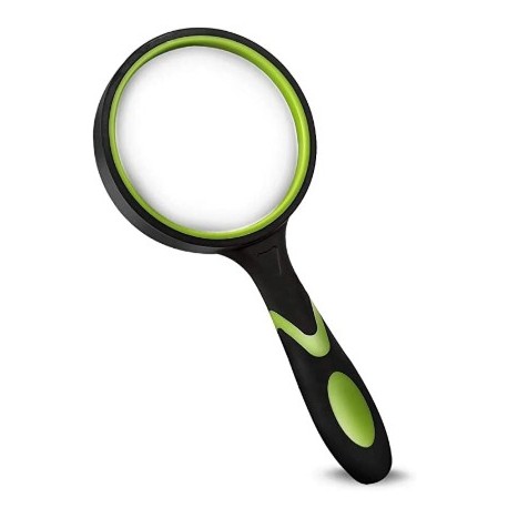 MIDYOO Shatterproof Magnifying Glass 4X Handheld Reading Magnifier for Seniors & Kids, 75mm Large Magnifying Lens with Non-Slip Rubber Handle for Reading and Hobbies