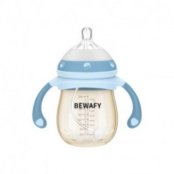 BEWAFY Baby Bottle with Slow Flow Nipple and Handle, for Newborn Baby 0-3 Months,  5 Ounce