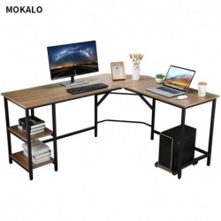 MOKALO L-Shaped Desk 59" Computer Corner Desk, Home Gaming Desk, Office Writing Workstation, Space-Saving, Easy to Assemble (Vintage)
