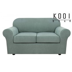 KOOIDEAR 3 Piece Stretch Sofa Covers for 2 Cushion Couch Loveseat Covers for Living Furniture Slipcovers (Base Cover Plus 2 Seat Cushion Covers)