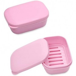 RUSAZO Soap Holder 2 Pack Container Soap Case for Shower, Waterproof Portable Soap Box for Traveling, Home, Camping, Gym, Light Pink