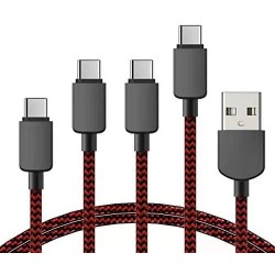 Depumax USB Type C Cable 3A Fast Charging,Four Packs Double Nylon Braided, Compatible with Samsung Galaxy S10 S10E, Z Flip, etc.