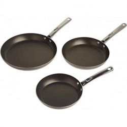 KRYYA Kitchen Ease Nonstick Fry Pan Skillet Set, 8 Inch, 10 Inch, and 11 Inch, Black