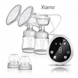 Xiansr Portable Breast Pump, Rechargeable Electric Breast Feeding Pumps Pain Free Strong Suction Power Touch Panel High Definition Display