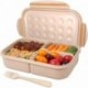 PANNIXIA Bento Box for Adults Lunch Containers for Kids 3 Compartment Lunch Box Food Containers Leak Proof Microwave Safe(Flatware Included, Champagne)