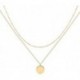 Essenrong Gold Layered Necklace,14K Gold Disc/Circle Bead Chain Dainty Elegant Simple Layer Necklace for Women