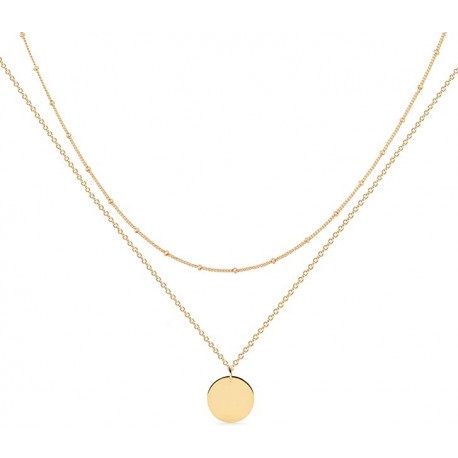 Essenrong Gold Layered Necklace,14K Gold Disc/Circle Bead Chain Dainty Elegant Simple Layer Necklace for Women