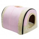 IEJ Velvet Self-Warming 2 in 1 Foldable Cave House Shape Nest Pet Sleeping Bed for Cats and Small Dogs