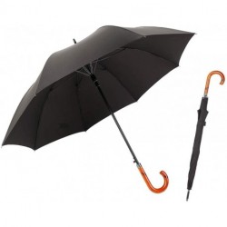 ERZUKU Stick Umbrella Oversize Windproof Umbrella Wooden Hook Handle J Stick Automatic Open Fast Drying Umbrella for Men Women … (Black)
