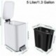 MNAFKT Small Bathroom Trash Can with Lid Soft Close and Removable Inner Wastebasket, Rectangular Slim Trash Can for Narrow Spaces at Home or Office, Anti-Fingerprint Finish, 5L/1.3Gal, White