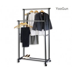 YooGun Double Rod Portable Clothing Hanging Garment Rack