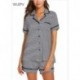 WUIPV Pajamas Soft Striped Women's Short Sleeve Button Sleepwear Shorts Shirt PJ Set