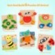 BGIUQD Wooden Jigsaw Puzzle Set, 6 Pack Animal Shape Color Montessori Toy, Fine Motor Skill Early Learning Preschool Educational Gift Game for 2 3 4 5 Years Old Kid Toddler