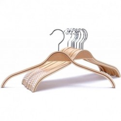 GADKE Lightweight Non Slip Wooden Hangers - 10 Pack Heavy Duty Wood Coat Hangers with Soft Stripes for Camisole, Jacket, Dress Clothes, Sweater, Natural Finish