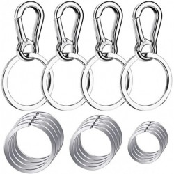 Keychain Clip with Key Ring, Hclian 4pcs Key Chain Clip Hook with 16Pcs Key Rings for Car Keys, Dog Tag and Key Chain (Assorted Sizes)