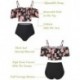 Zhuaguo High Waisted Flounce Bikini Set,Tummy Control Swimsuits for Women,Off Shoulder